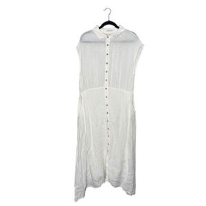 Brave+True Linen Button Down Midi Dress Womens XL White Excellent Pockets Boho